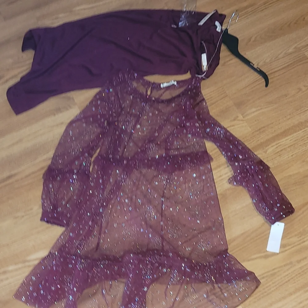New Knitworks Burgundy 2 piece dress set size 14 - Picture 9 of 12